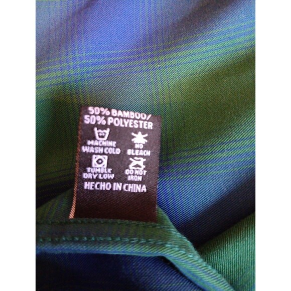 DIXXON Tahoe Men’s Snap Shirt Green Blue Plaid Bamboo Blend LT - Picture 4 of 9
